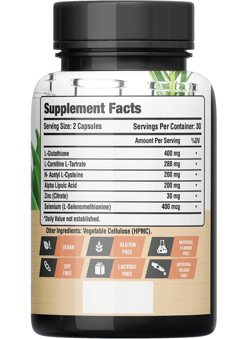 Laperva Antioxidant Complex L Glutathione, 60 Veggie Capsules, 400 mg - Image 2